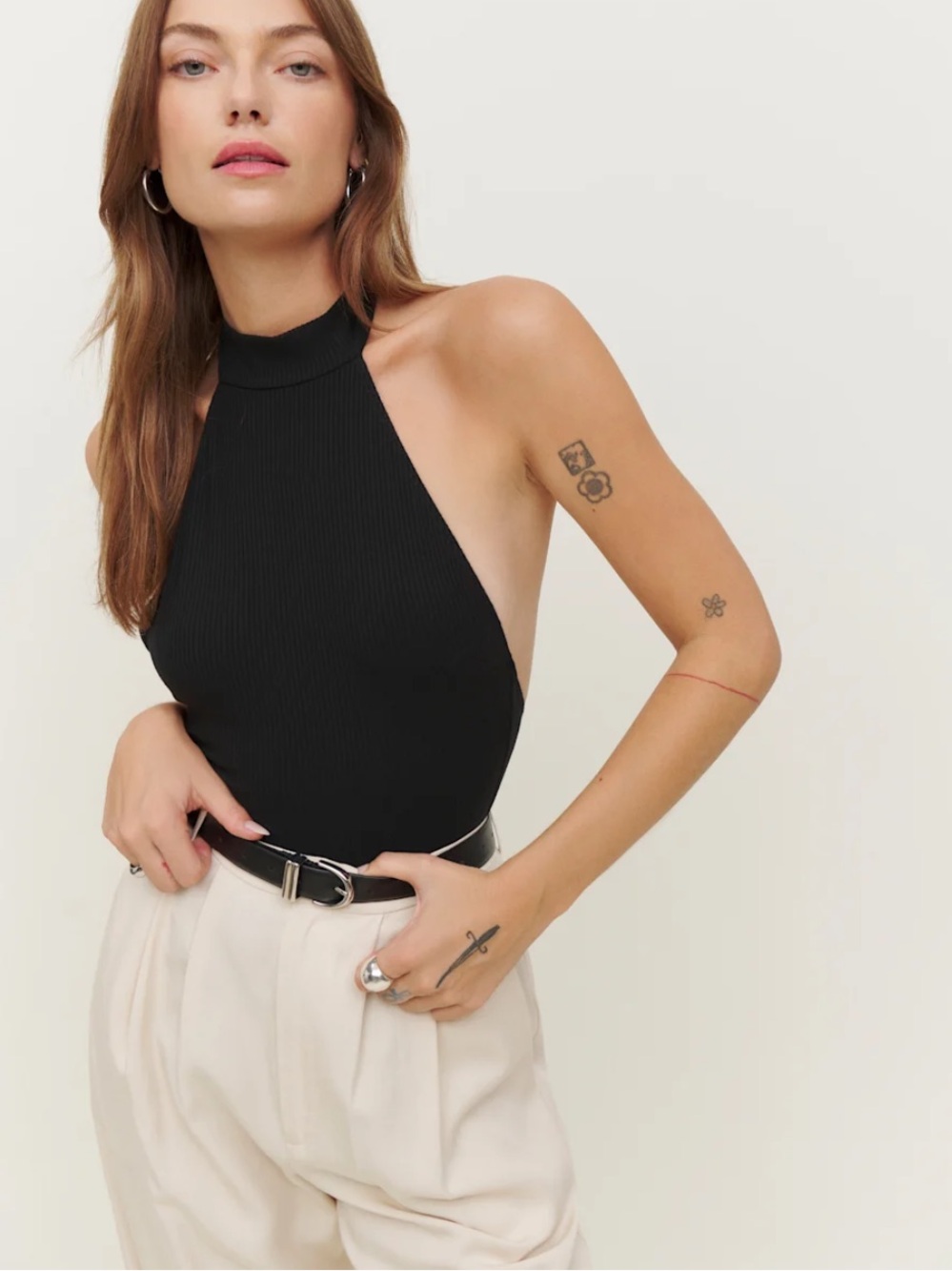 Reformation Chaya Knit Bodysuit Black - Size L